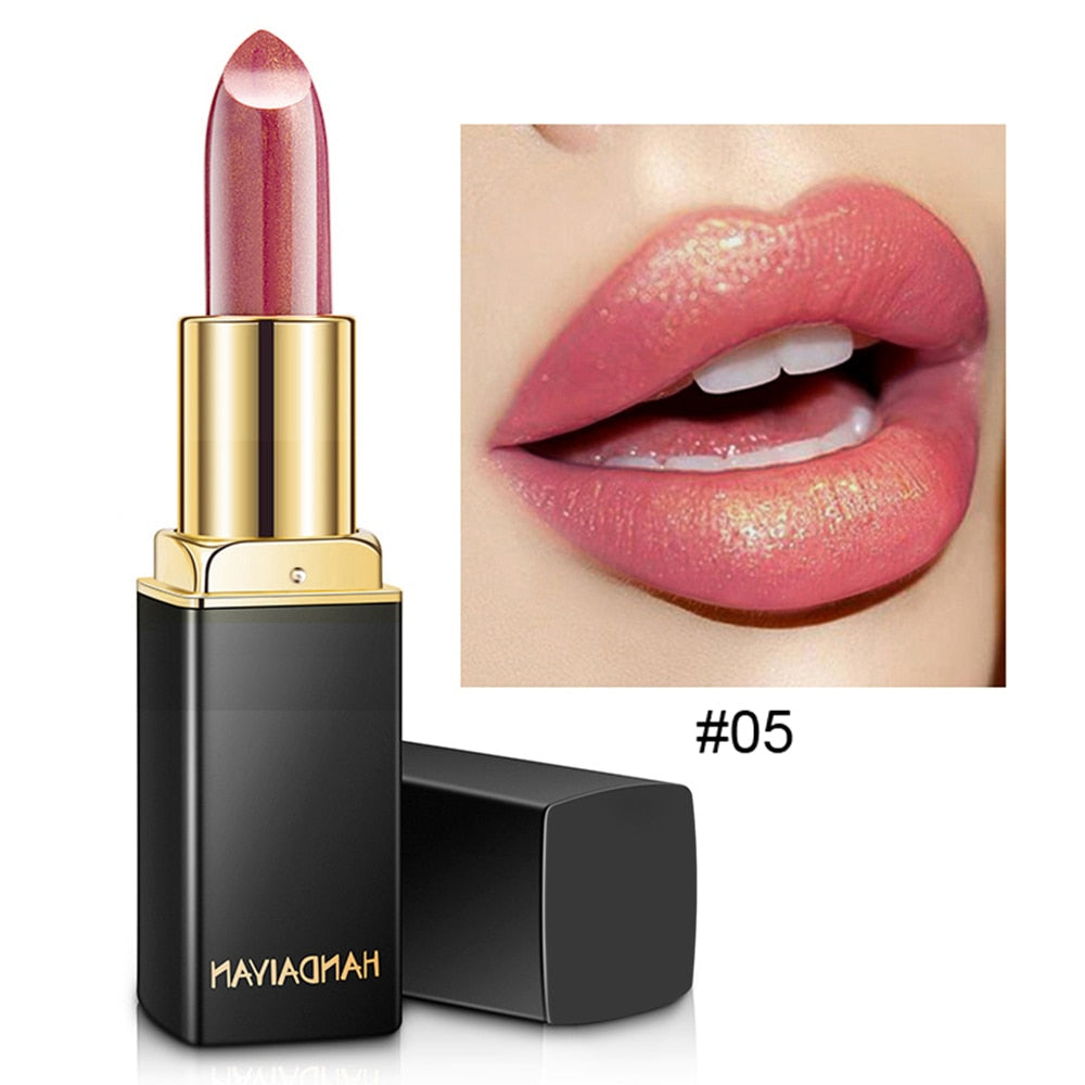 Rouge à Lèvres Nude Scintillant Imperméable - Longue Durée - Coupe Antiarina - Sirène Sexy - Effet Velours - Lèvres Scintillantes - Maquillage Cosmétique - 9 Couleurs