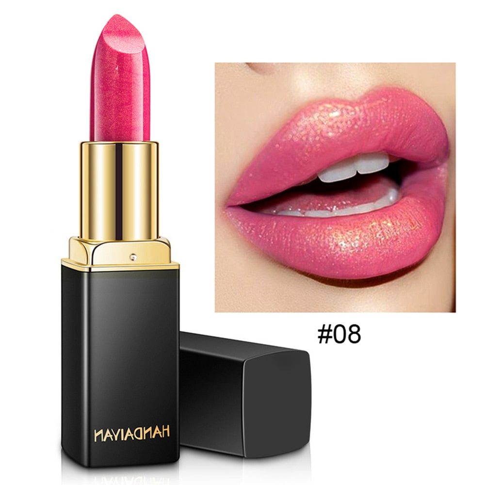 Rouge à Lèvres Nude Scintillant Imperméable - Longue Durée - Coupe Antiarina - Sirène Sexy - Effet Velours - Lèvres Scintillantes - Maquillage Cosmétique - 9 Couleurs