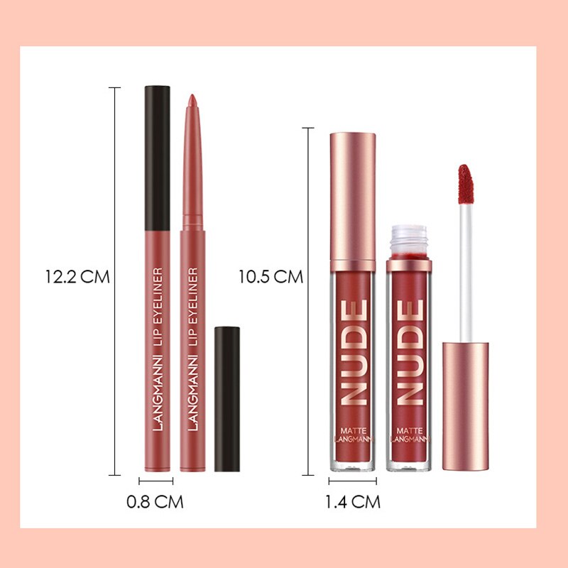 Ensemble Jules Liner - Gloss à Lèvres Velours pour Femme - Crayon Lisse - Beauté Sexy - Nude Imperméable Longue Durée - Cosmétique 12 Pièces