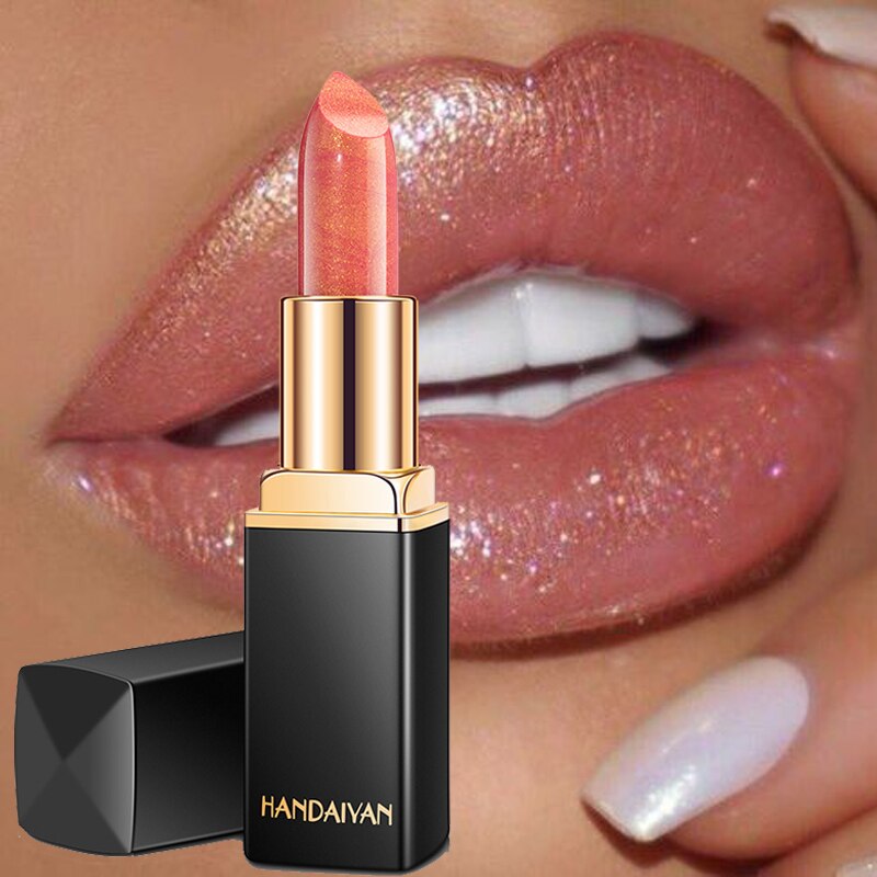 Rouge à Lèvres Nude Scintillant Imperméable - Longue Durée - Coupe Antiarina - Sirène Sexy - Effet Velours - Lèvres Scintillantes - Maquillage Cosmétique - 9 Couleurs