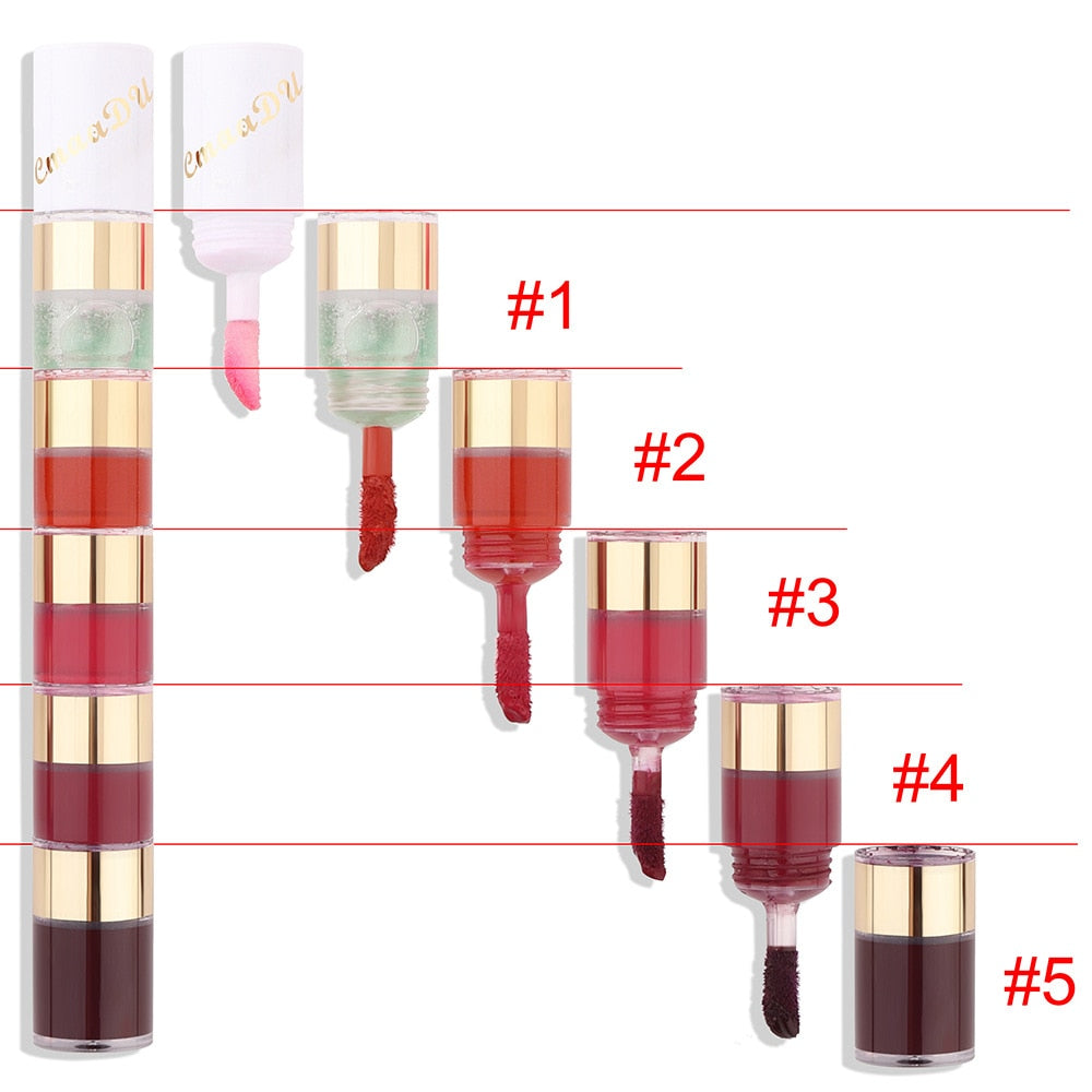 Kit de Rouge à Lèvres 5 en 1 - Couleurs ChlorStrip Velvet Sexy Red Jules Tint - Tasse Antiarina - Huile de Maquillage Jules Gloss - Ensemble Cosmétique