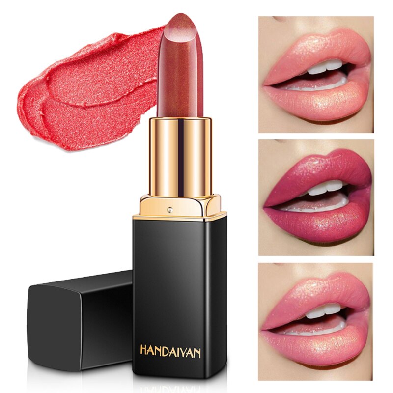 Rouge à Lèvres Nude Scintillant Imperméable - Longue Durée - Coupe Antiarina - Sirène Sexy - Effet Velours - Lèvres Scintillantes - Maquillage Cosmétique - 9 Couleurs