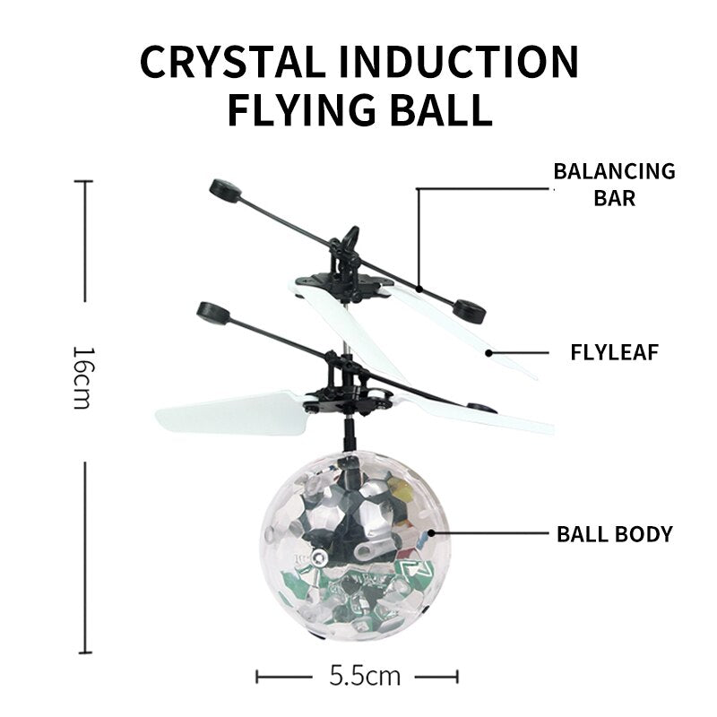 Découvrez notre Mini Drone LED Coloré Éblouissant en Forme de Boule de Cristal - Un Quadcoptère à Induction Parfait pour les Enfants - Jouet Hélicoptère Volant !