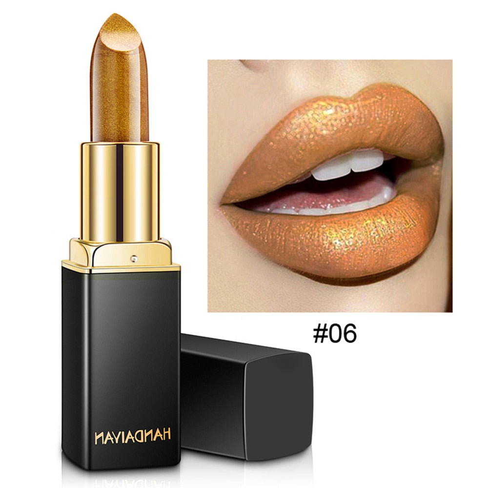 Rouge à Lèvres Nude Scintillant Imperméable - Longue Durée - Coupe Antiarina - Sirène Sexy - Effet Velours - Lèvres Scintillantes - Maquillage Cosmétique - 9 Couleurs