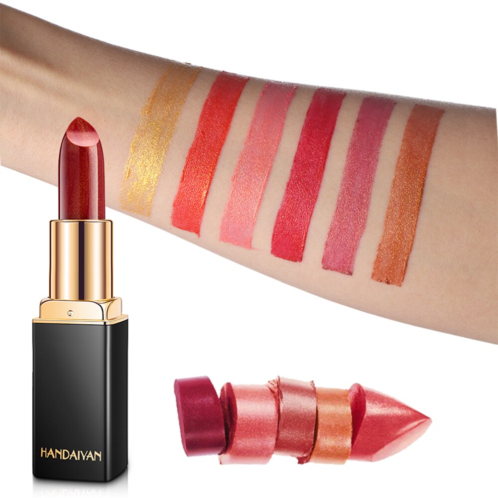 Rouge à Lèvres Nude Scintillant Imperméable - Longue Durée - Coupe Antiarina - Sirène Sexy - Effet Velours - Lèvres Scintillantes - Maquillage Cosmétique - 9 Couleurs