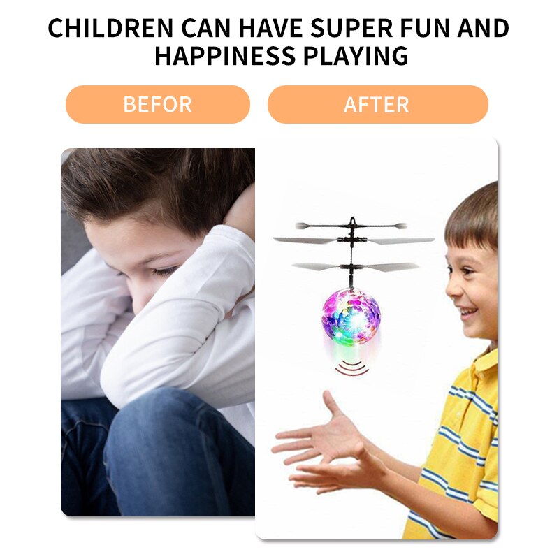 Découvrez notre Mini Drone LED Coloré Éblouissant en Forme de Boule de Cristal - Un Quadcoptère à Induction Parfait pour les Enfants - Jouet Hélicoptère Volant !