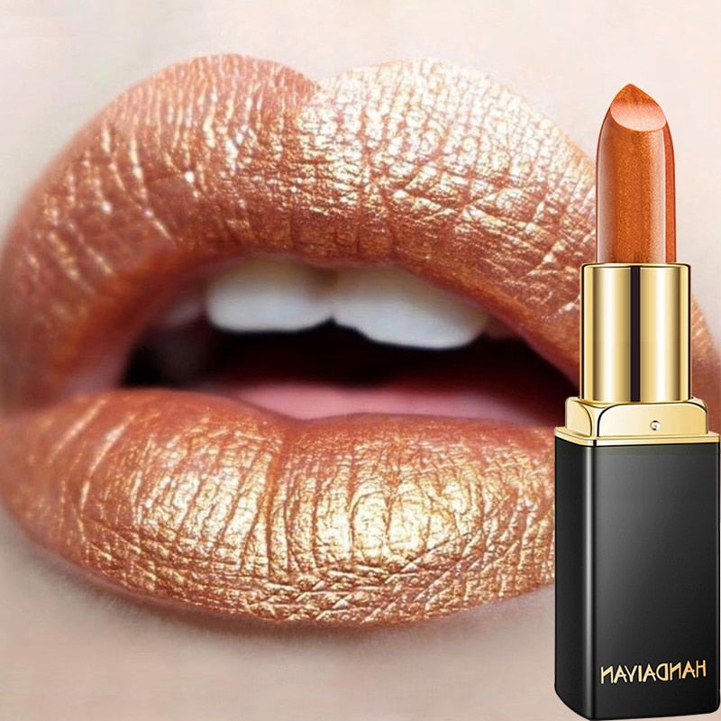 Rouge à Lèvres Nude Scintillant Imperméable - Longue Durée - Coupe Antiarina - Sirène Sexy - Effet Velours - Lèvres Scintillantes - Maquillage Cosmétique - 9 Couleurs