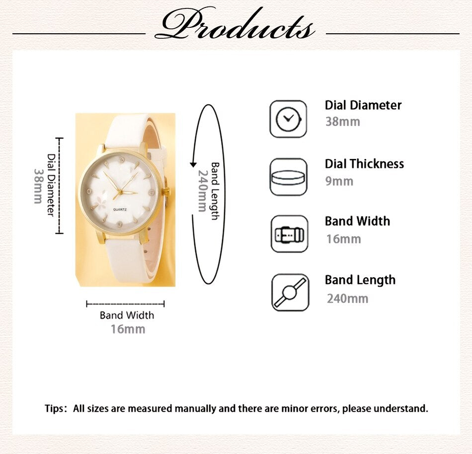 Montres à quartz de luxe pour femmes, montre-bracelet en cuir pour dames, robe de sport, cadran blanc, horloge