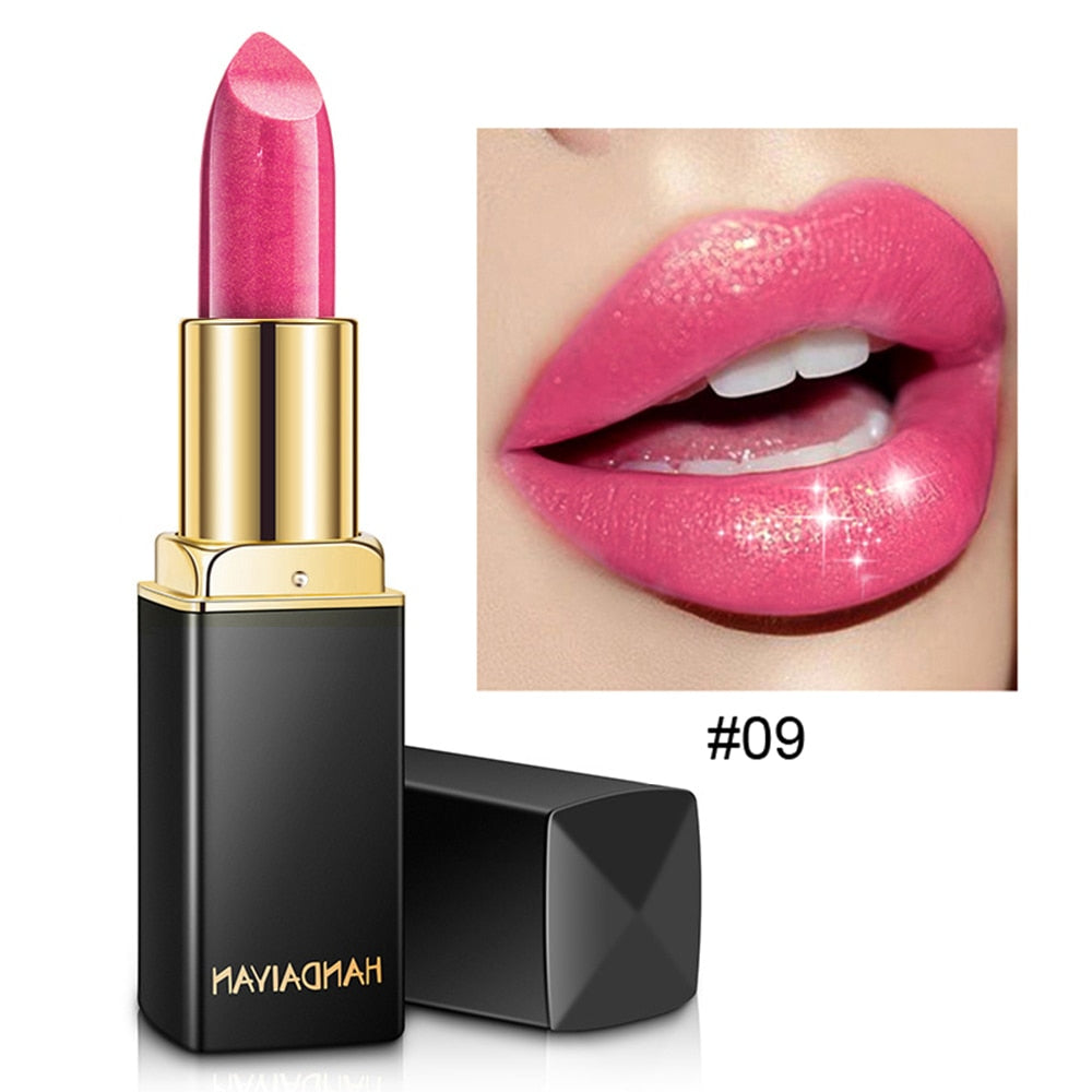 Rouge à Lèvres Nude Scintillant Imperméable - Longue Durée - Coupe Antiarina - Sirène Sexy - Effet Velours - Lèvres Scintillantes - Maquillage Cosmétique - 9 Couleurs