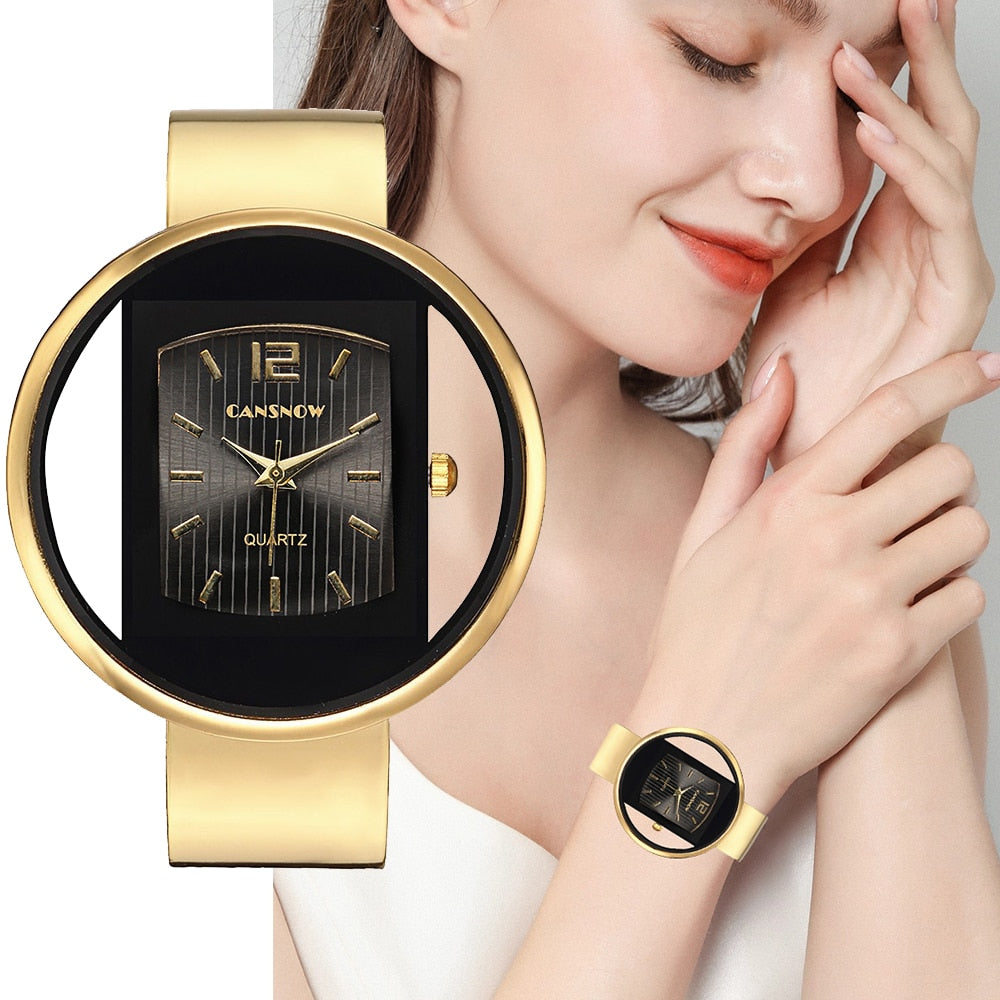 Montres-Bracelets à Quartz pour Femmes, Or et Argent, A sortie avec Robes de Dames, Nouvelle Mode 2023 Marque de Luxe