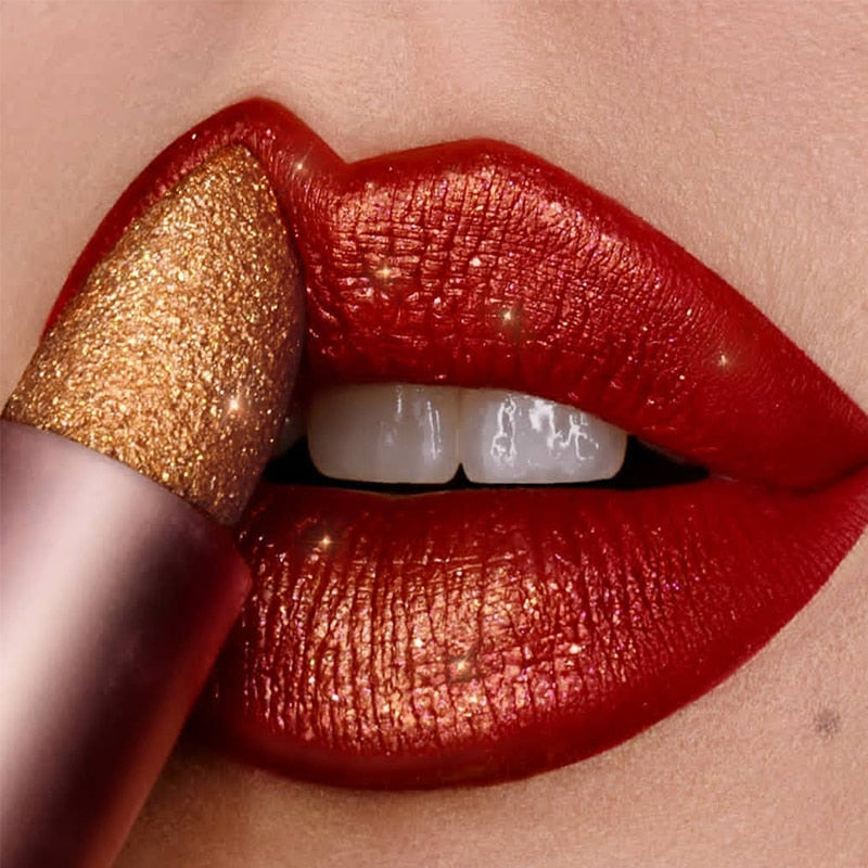 Rouge à Lèvres Nude Scintillant Imperméable - Longue Durée - Coupe Antiarina - Sirène Sexy - Effet Velours - Lèvres Scintillantes - Maquillage Cosmétique - 9 Couleurs