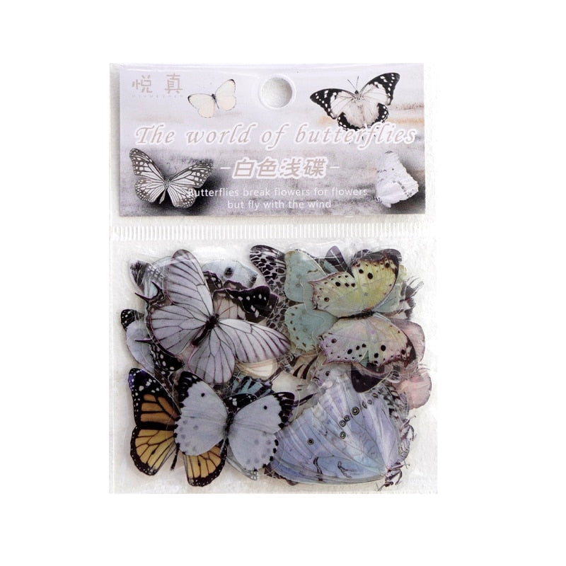 40 Autocollants papillon en PET transparent - Décorations décoratives pour téléphone, ordinateur portable, bouteille d'eau, planner, journal intime, scrapbooking