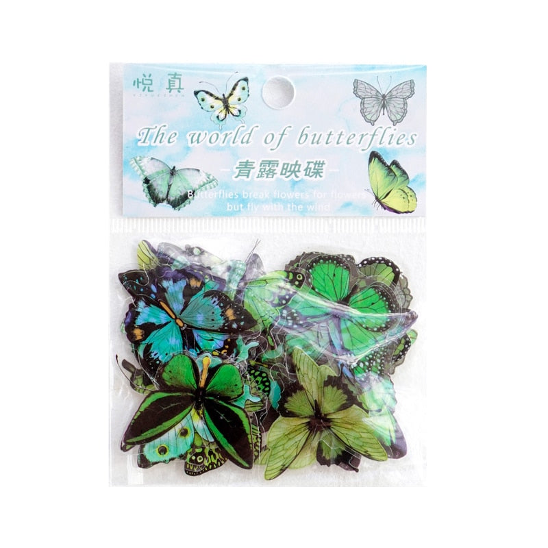 40 Autocollants papillon en PET transparent - Décorations décoratives pour téléphone, ordinateur portable, bouteille d'eau, planner, journal intime, scrapbooking