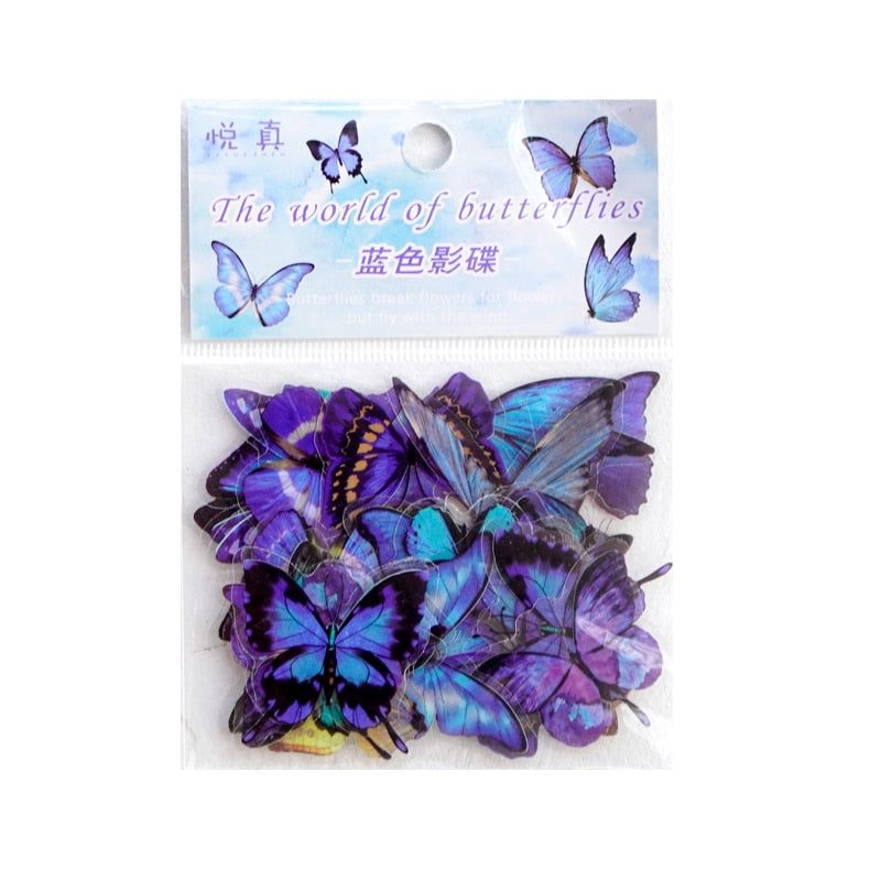 40 Autocollants papillon en PET transparent - Décorations décoratives pour téléphone, ordinateur portable, bouteille d'eau, planner, journal intime, scrapbooking