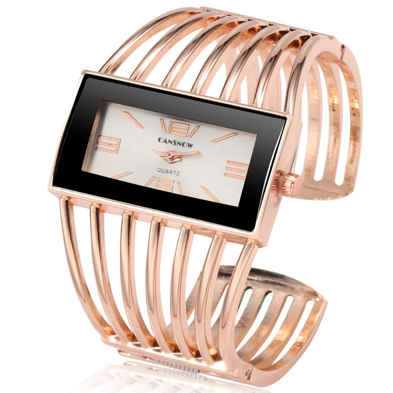 Montre de luxe pour femmes, bracelet en or rose, horloge habillée, montre-bracelet pour dames