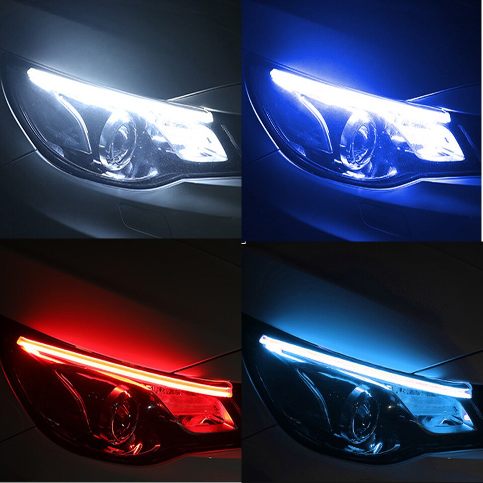 Feux de jour à LED DRL pour voitures, clignotants automatiques, bande de guidage, éclairage de sauna, assemblage, accessoires de style de voiture