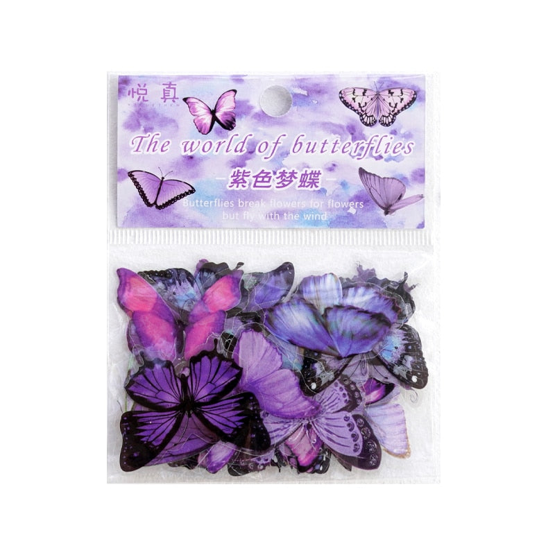 40 Autocollants papillon en PET transparent - Décorations décoratives pour téléphone, ordinateur portable, bouteille d'eau, planner, journal intime, scrapbooking