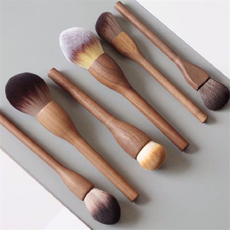 Brosse de maquillage avec manche en bois vintage européen, haute qualité, Brochure, Poudre, Blush, Fond de teint, Contour, Super doux