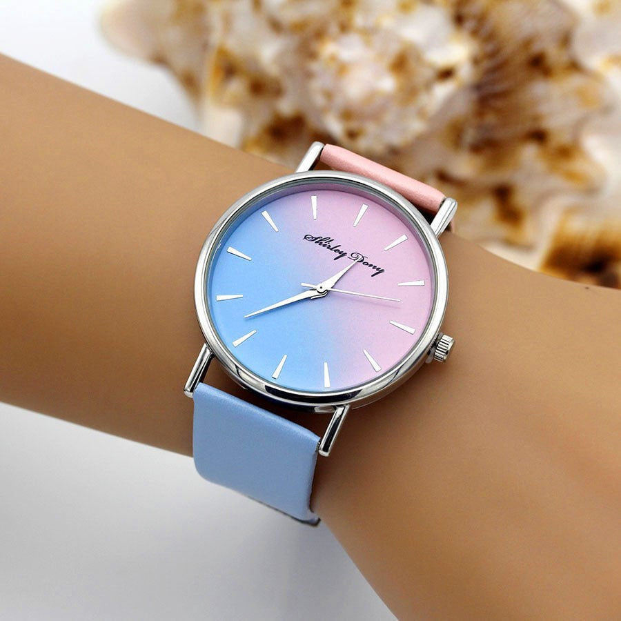 Montre-bracelet à quartz de luxe pour femme, horloge à rampe dégradée, montres décontractées pour femme