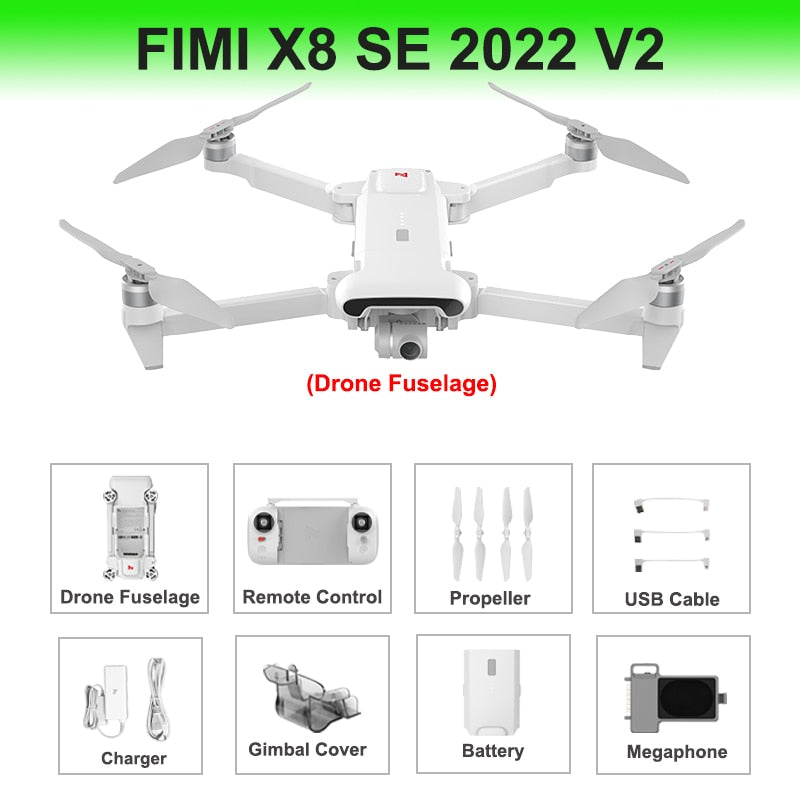 Drone FIMI X8 SE 2022 V2 avec caméra professionnelle 4K, FPV, cardan 3 axes, vidéo HDR, GPS, quadricoptère RC à portée de 10 km - Nouvelle version