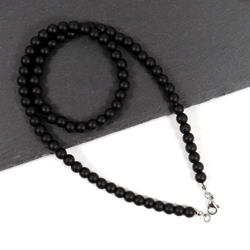 Collier en perles d'œil de tigre simple et tendance pour homme - Classique et fait main, 6 mm, idéal comme cadeau de bijoux