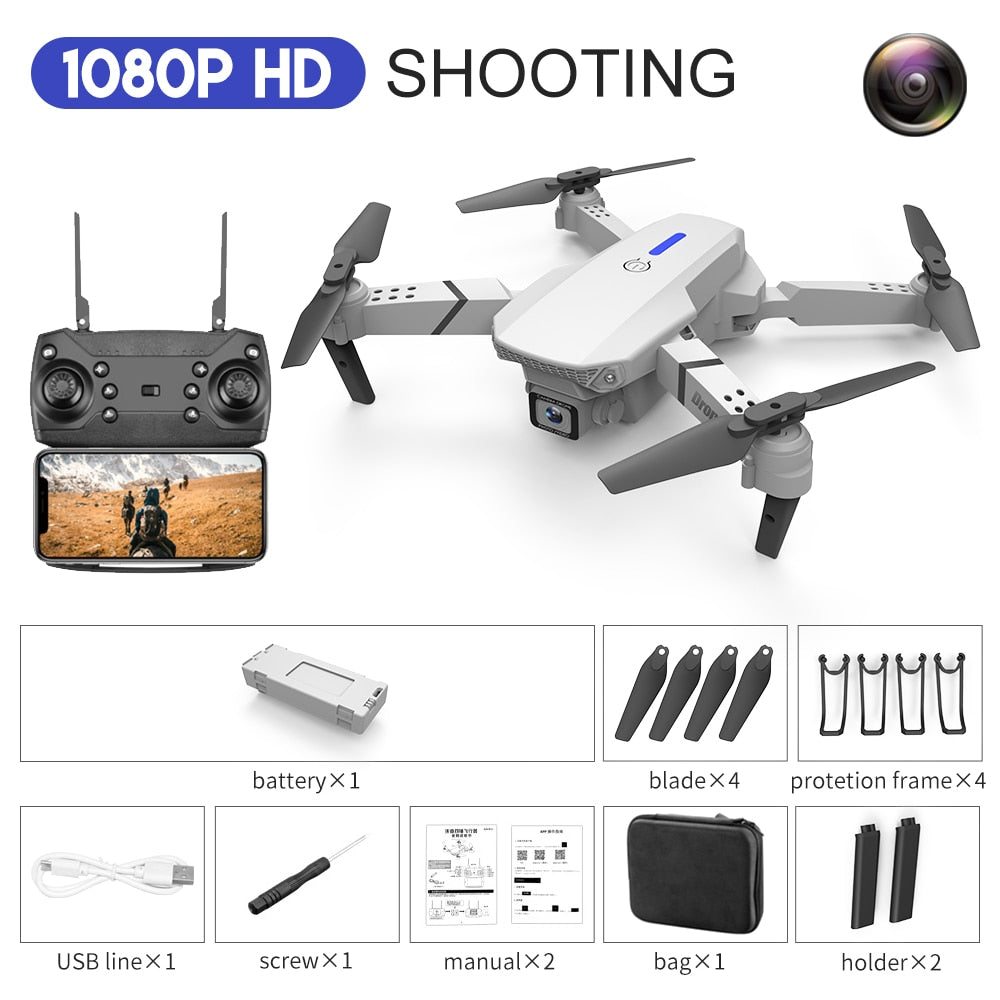 Nouveau drone RC E88Pro 2023 avec caméra 4K professionnelle, angle large 1080P HD, pliable, WiFi FPV, maintien de hauteur - Cadeau jouet