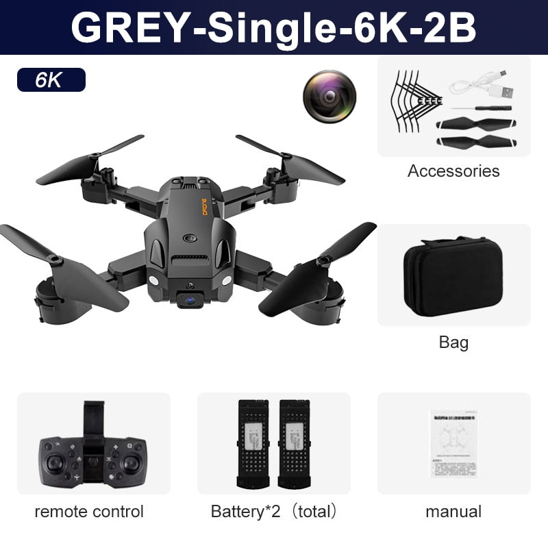 Drone professionnel KBDFA Q6 avec double caméra HD 8K, GPS, portée RC de 3000 mètres, évitement d'obstacles 4K - Quadricoptère pliable, cadeau joue