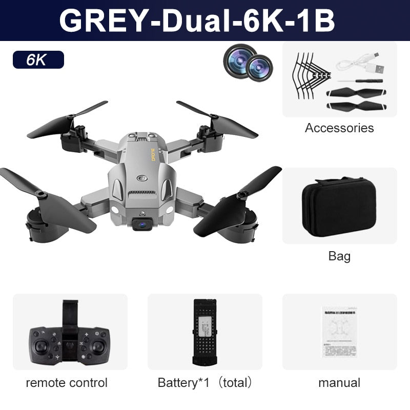 Drone professionnel KBDFA Q6 avec double caméra HD 8K, GPS, portée RC de 3000 mètres, évitement d'obstacles 4K - Quadricoptère pliable, cadeau joue