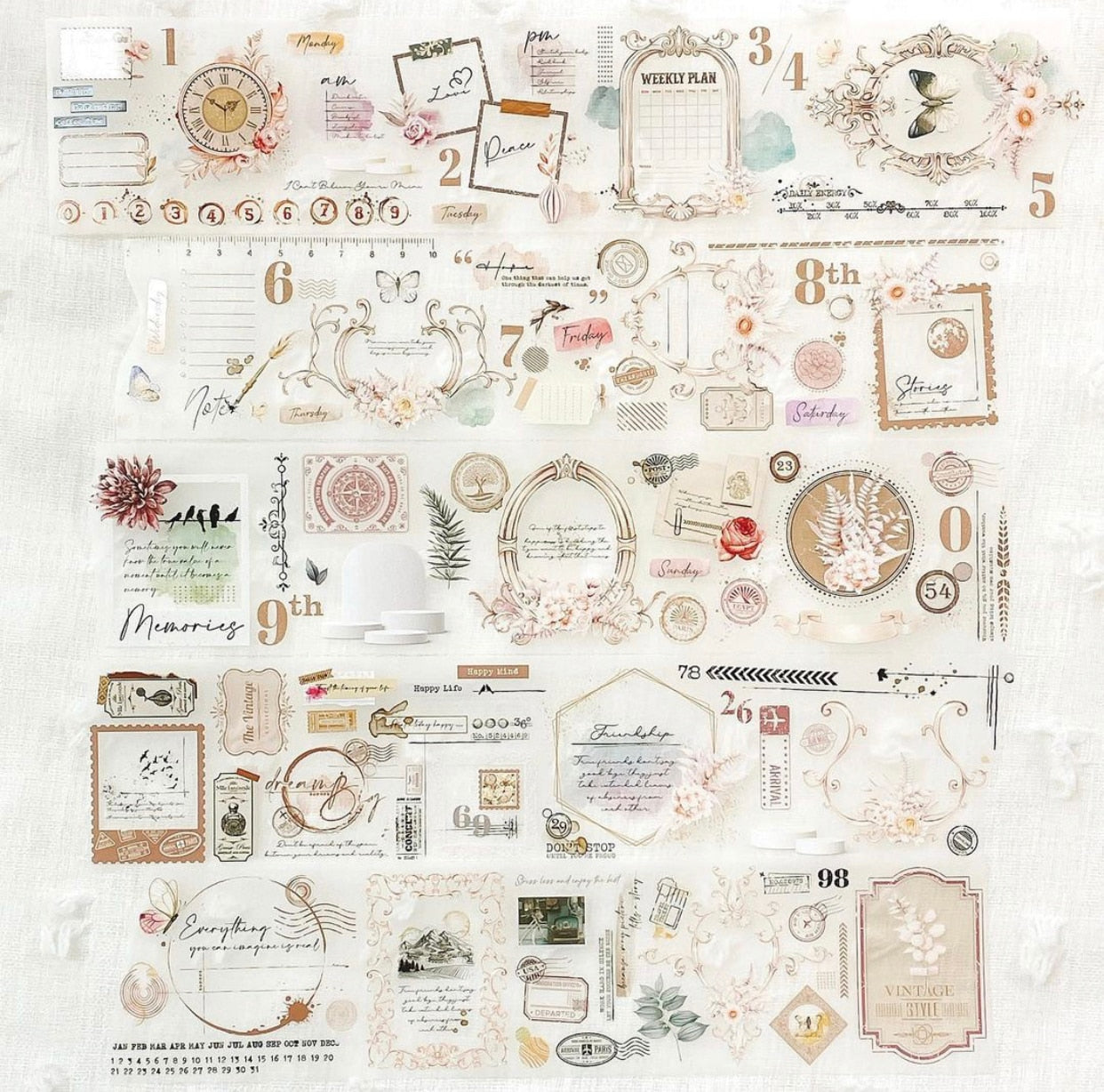 Ruban adhésif Washi PET automne - Motif fille rêvant - Décoration DIY pour planner, scrapbooking - Autocollant décoratif pour planification