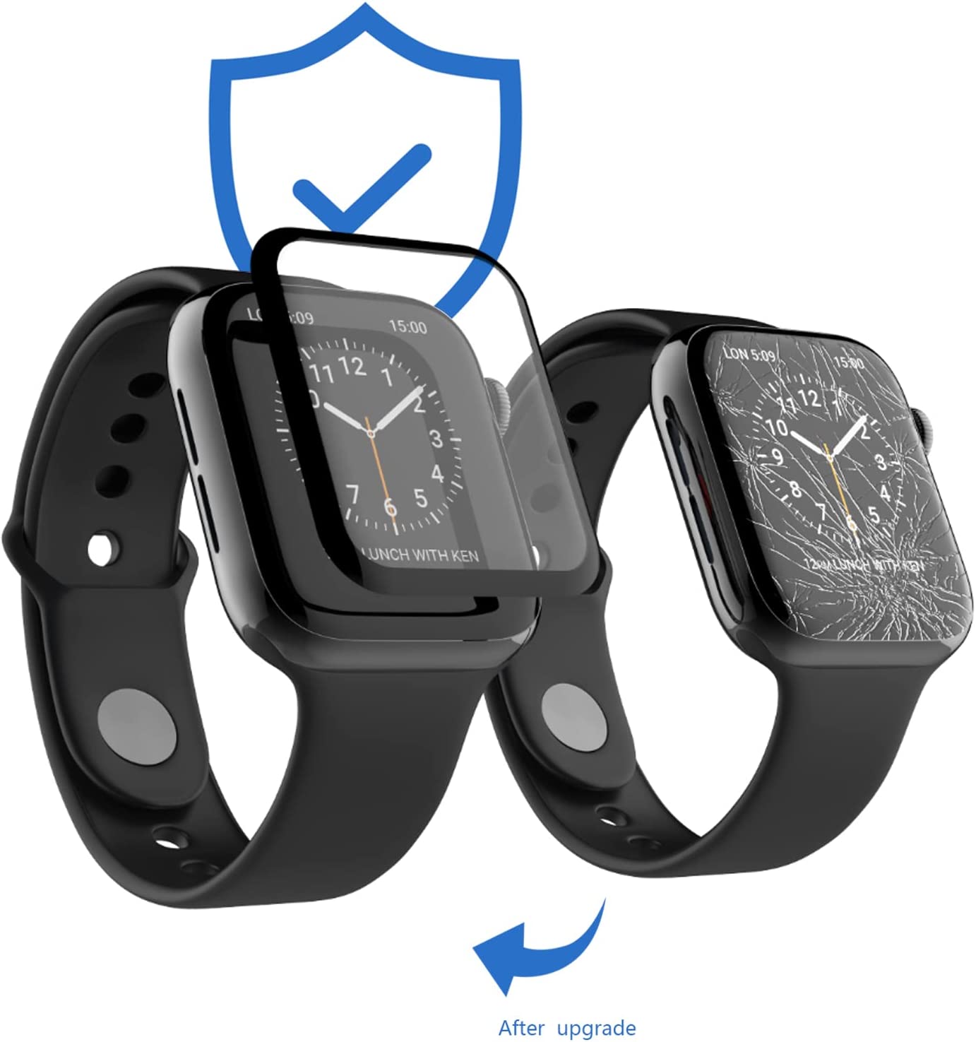 Protège-écran en verre souple pour Apple Watch Series 4/5/6/7, SE | Film HD 9D intégral | 45mm, 44mm, 42mm, 40mm, 41mm, 38mm | Accessoire essentiel pour la protection de votre Apple Watch