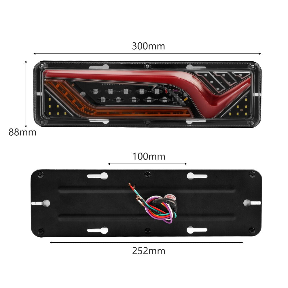 Feux de remorque de camion avec bandes LED, clignotant de voiture, indicateur de frein arrière, clignotant arrière, accessoires étanches, 12V-24V