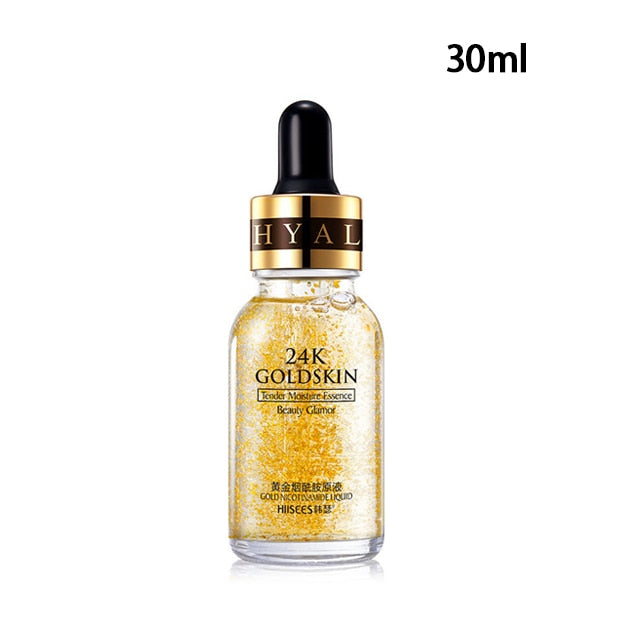 Essence de Niacinamide d'Or 24K, Liquide Nourrit en Profondeur, Anti-déformant, Anti-âge, Acide Hyaluronique, Hydratant pour la Peau du Visage