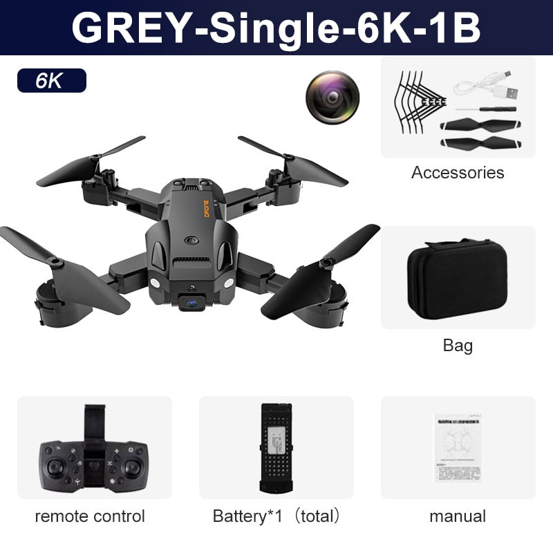 Drone professionnel KBDFA Q6 avec double caméra HD 8K, GPS, portée RC de 3000 mètres, évitement d'obstacles 4K - Quadricoptère pliable, cadeau joue