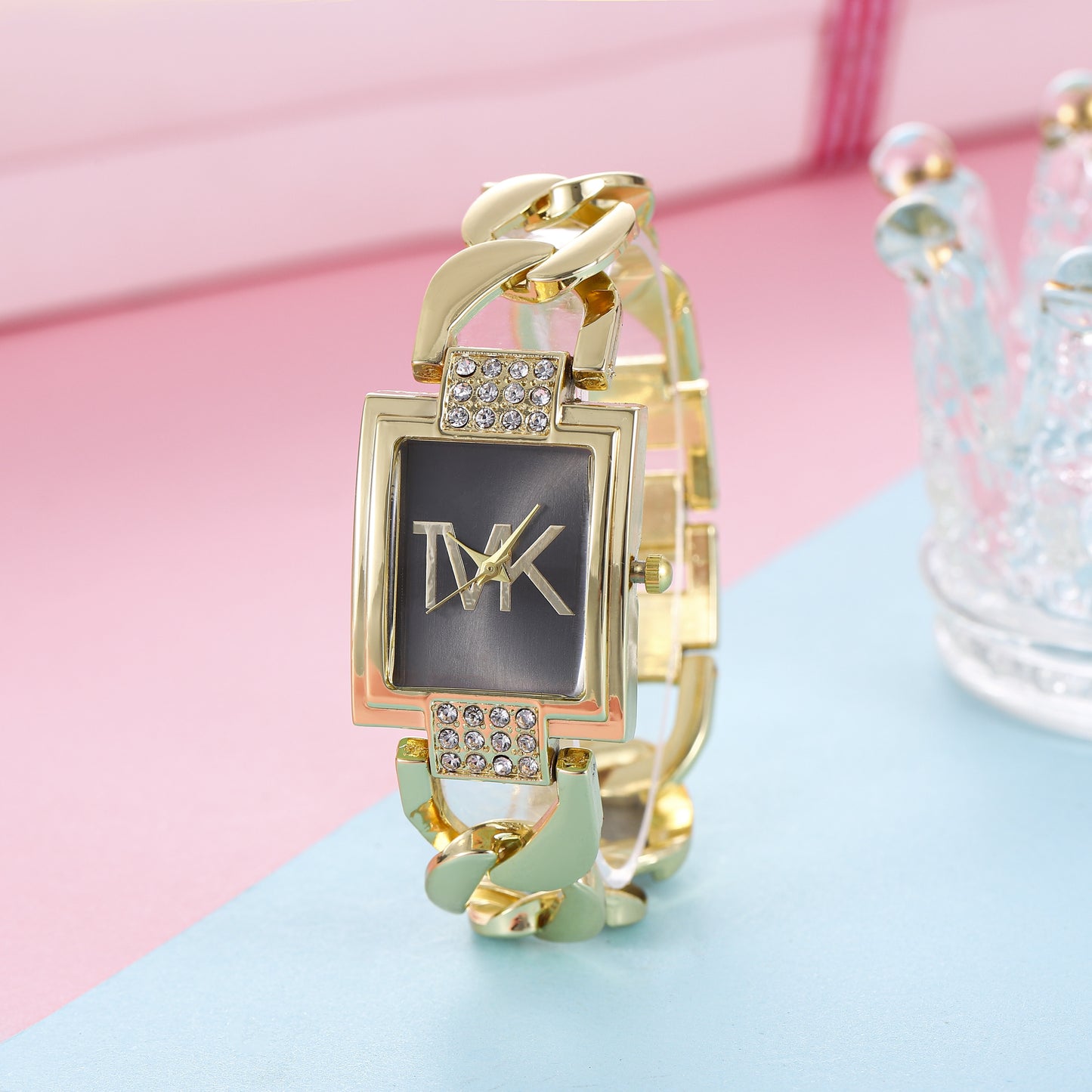Nouvelle montre de luxe pour femme : Montre carrée à quartz avec bracelet métallique, style à la mode  - Horloge pour femme