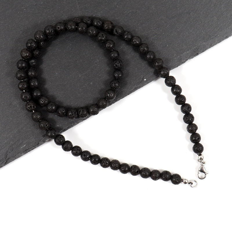 Collier en perles d'œil de tigre simple et tendance pour homme - Classique et fait main, 6 mm, idéal comme cadeau de bijoux