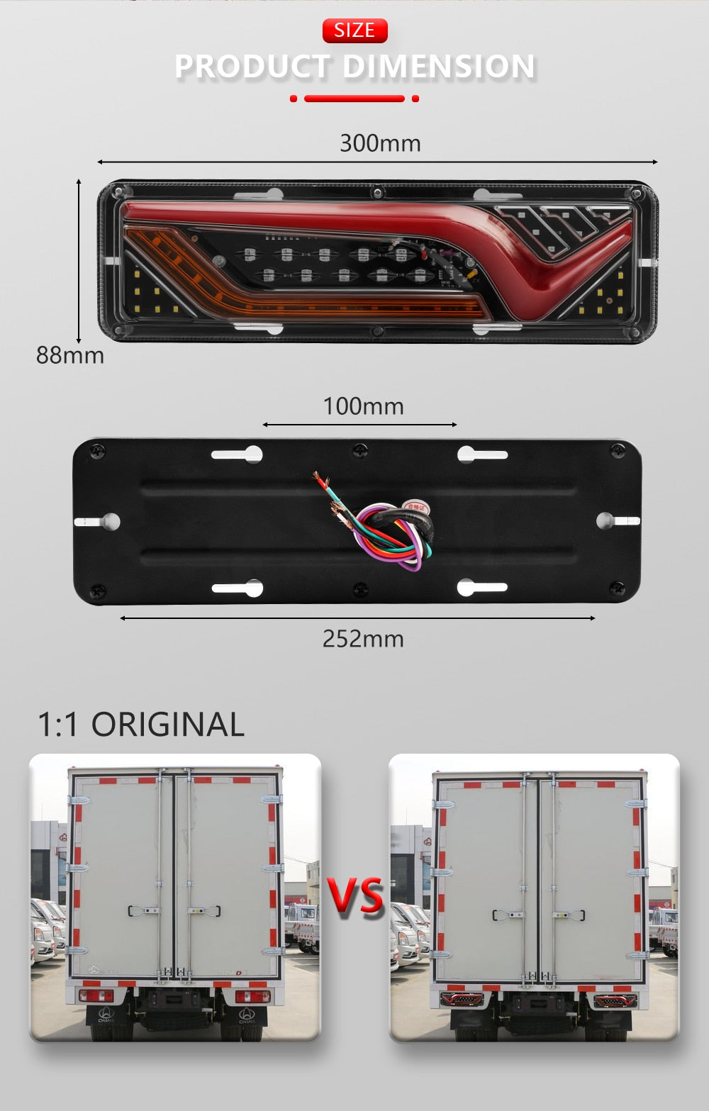 Feux de remorque de camion avec bandes LED, clignotant de voiture, indicateur de frein arrière, clignotant arrière, accessoires étanches, 12V-24V