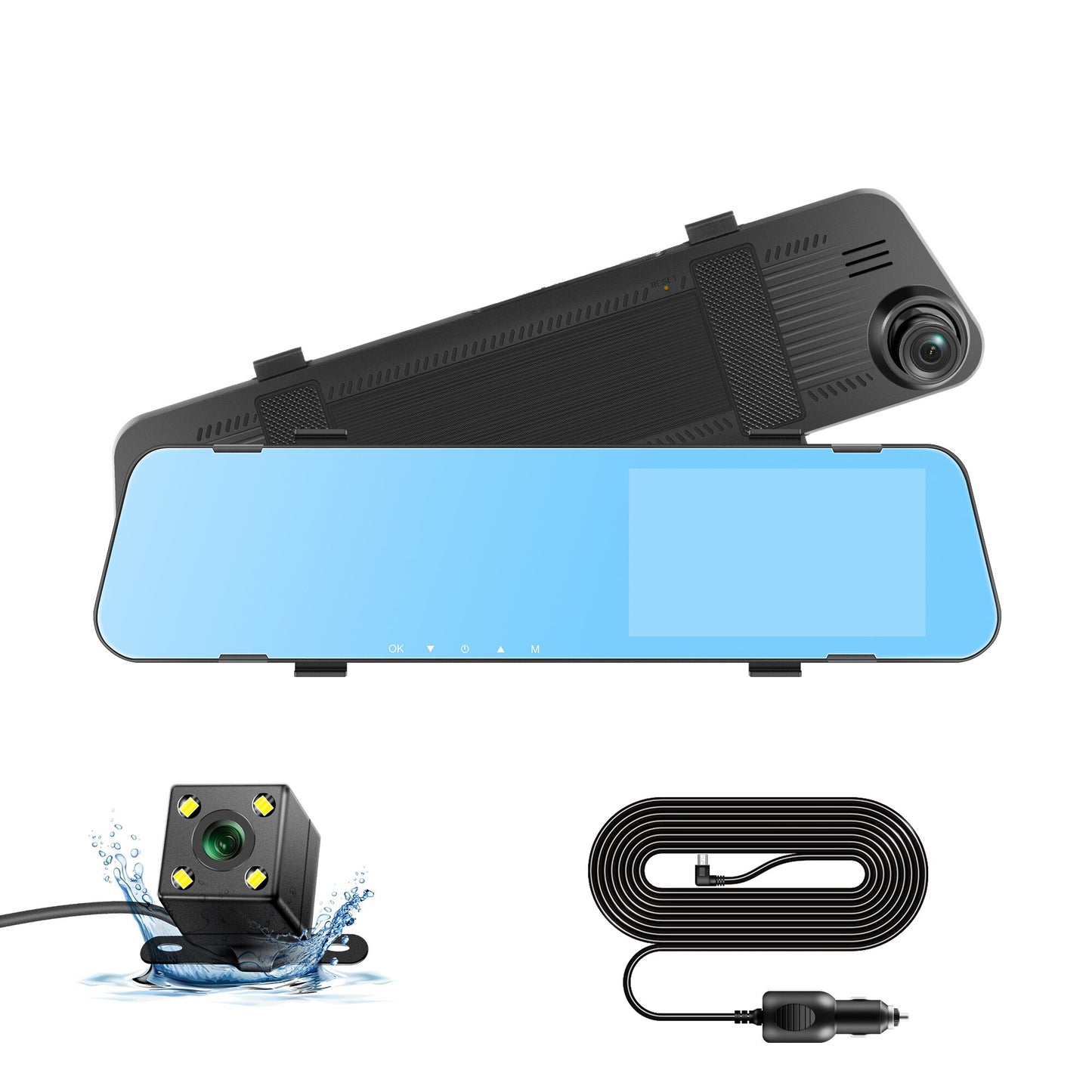 Caméra de tableau de bord de miroir de voiture, enregistreur de miroir, HD 1080P, caméra de tableau de bord DVR, 4,5 pouces