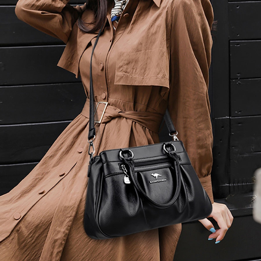 Sacs à Main de Luxe pour Femmes : Sacs Designer en Cuir à 3 Couches, Grande Capacité - Sac Fourre-Tout Vintage avec Poignées Haut de Gamme