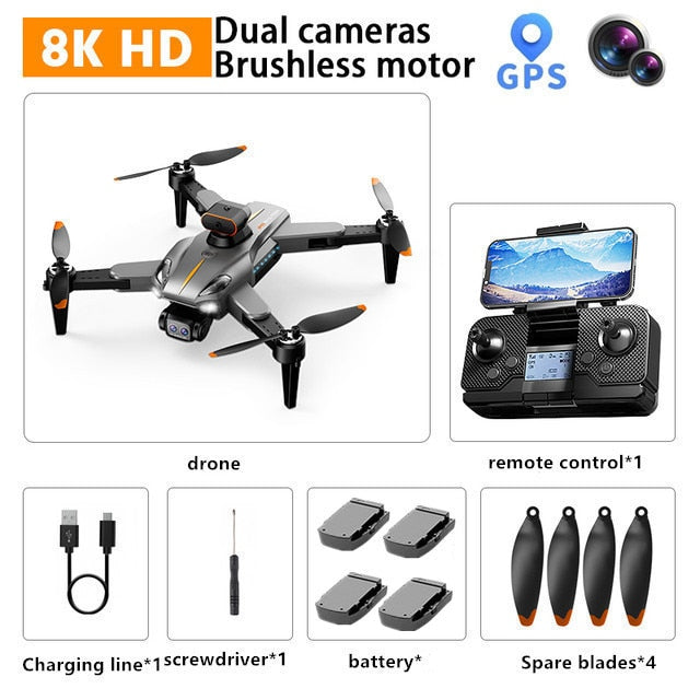 Drone professionnel 4K/8K avec caméra HD ESC, photographie aérienne, évitement d'obstacles à 360°, flux optique - Hélicoptère RC jouet cadeau