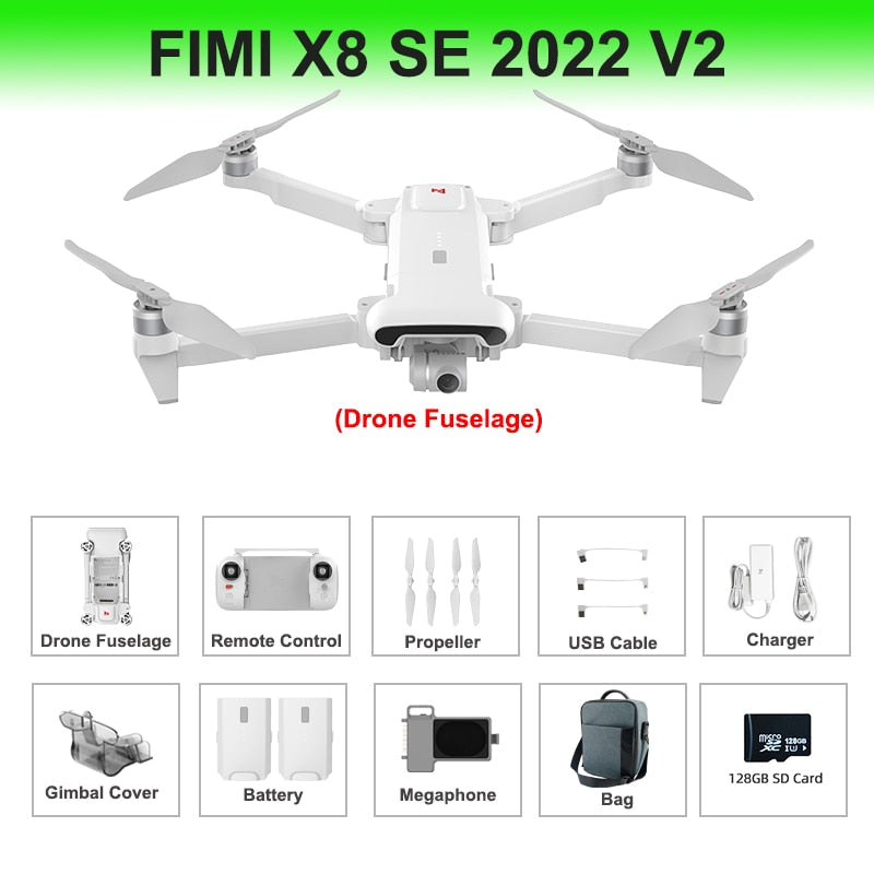 Drone FIMI X8 SE 2022 V2 avec caméra professionnelle 4K, FPV, cardan 3 axes, vidéo HDR, GPS, quadricoptère RC à portée de 10 km - Nouvelle version