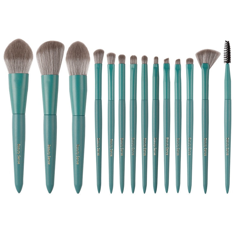 Ensemble de pinceaux de maquillage de luxe, 14 pièces, série Blue Ocean, pour le visage, fard à barrage, pli, mélange, outils de beauté