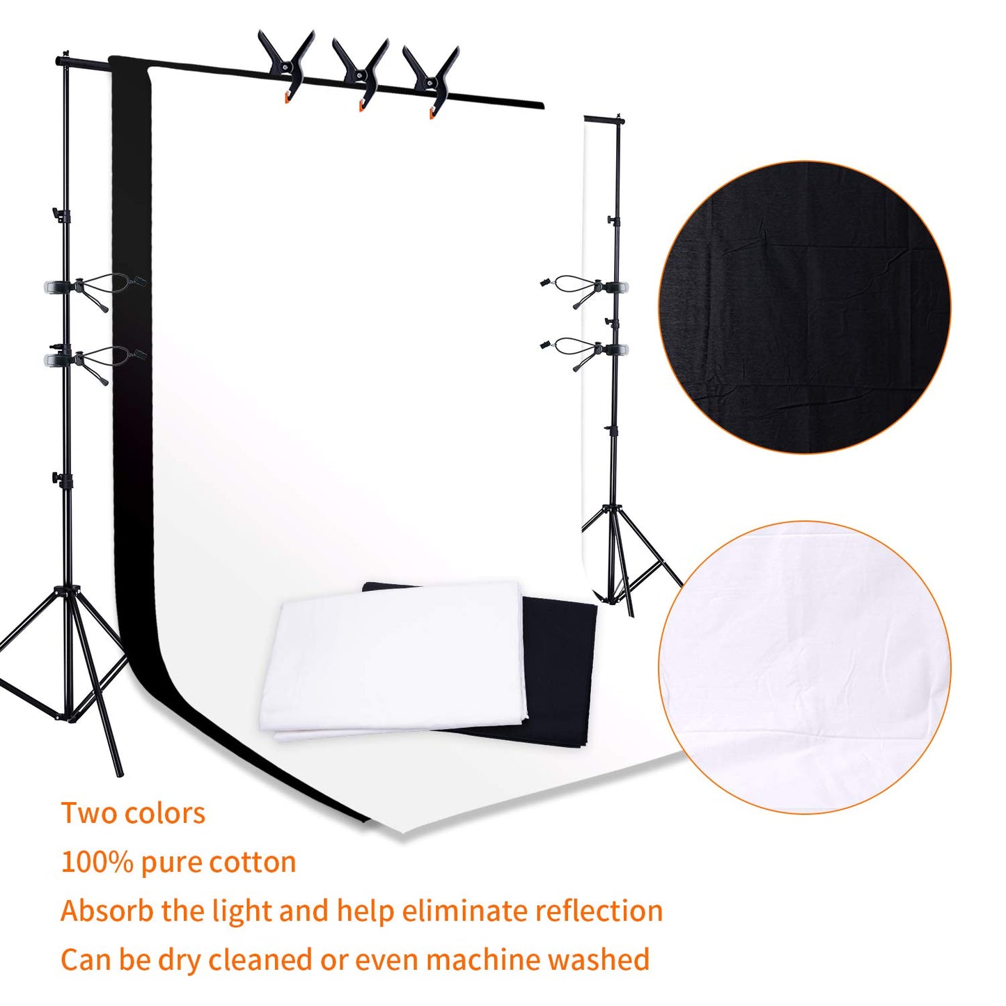 Jodoll Photography Umbrella Continuous Lighting Kit,Muslin Backdrop Kit(White...