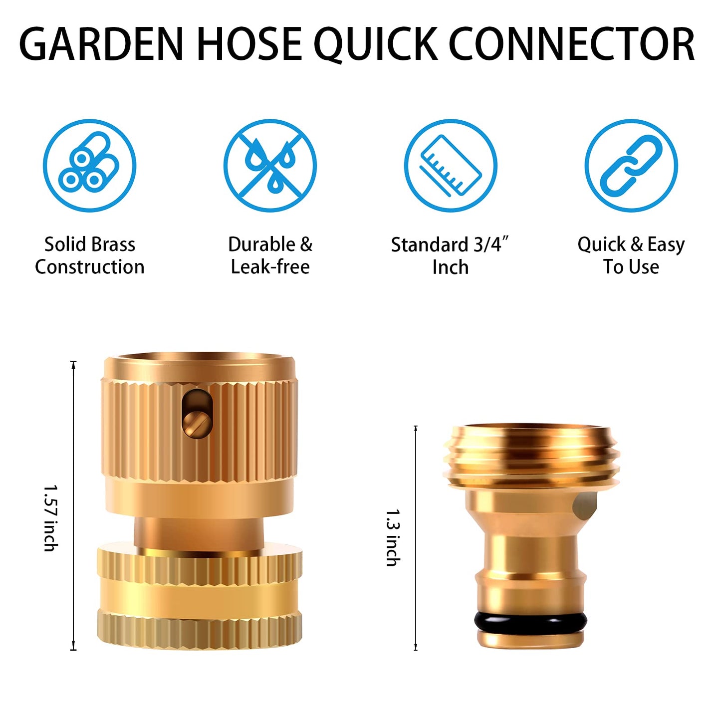 Jeeker Garden Hose Quick Connectors，Solid Brass Hose Repair Kit，3/4 inch GHT，...