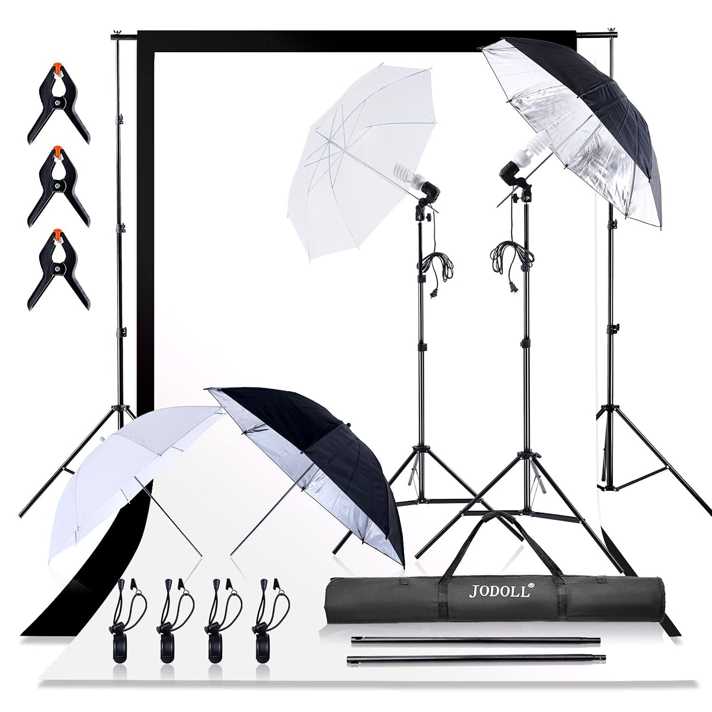 Jodoll Photography Umbrella Continuous Lighting Kit,Muslin Backdrop Kit(White...