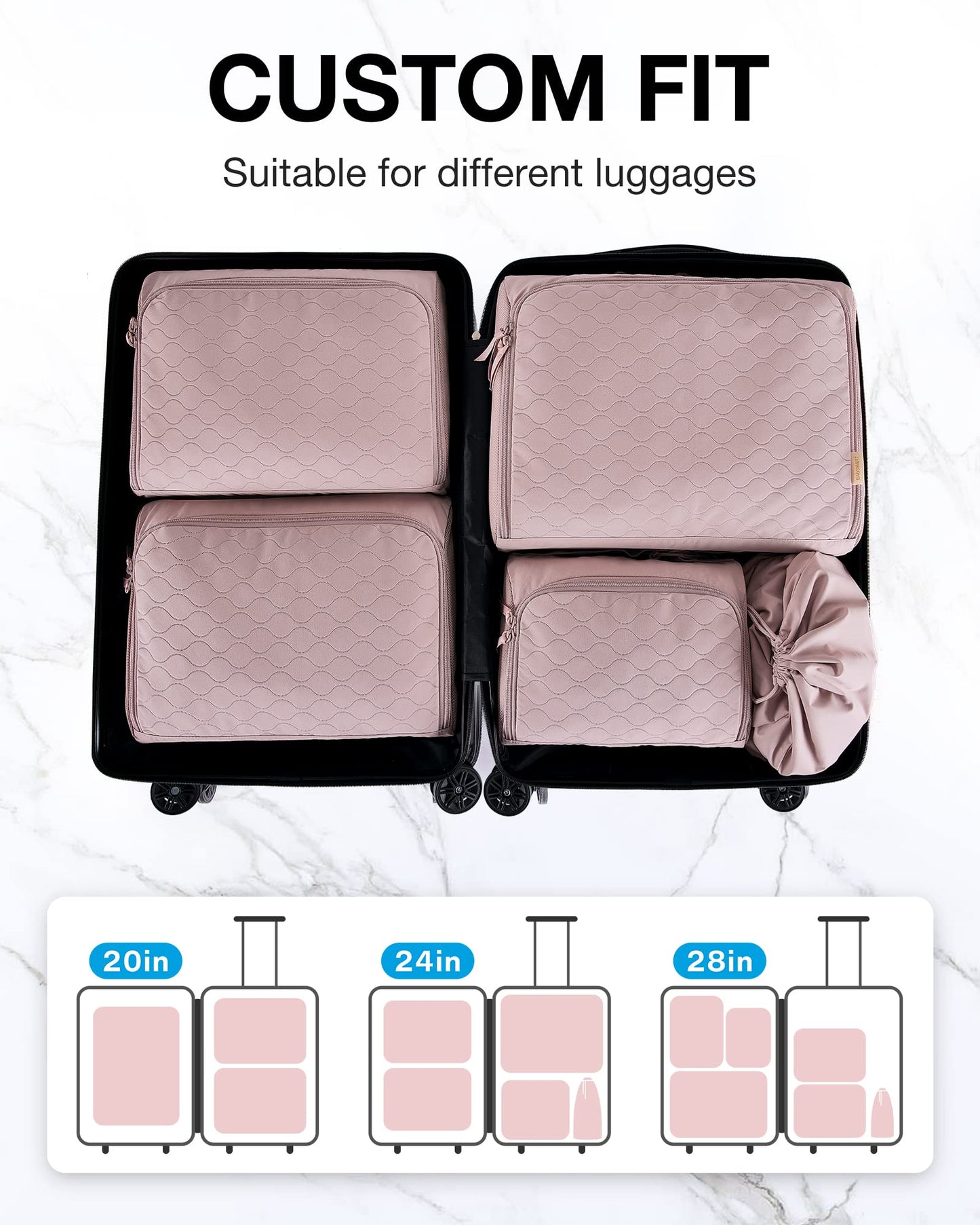 bagsmart Packing Cubes for Travel, 6 Set Packing Cubes for Suitcases Organize...