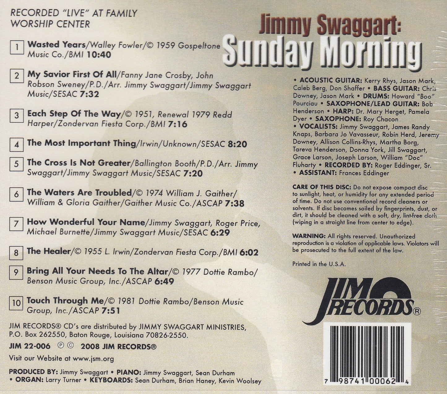 JIMMY SWAGGART - Sunday Morning