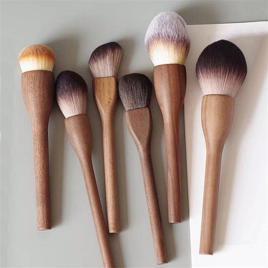 Brosse de maquillage avec manche en bois vintage européen, haute qualité, Brochure, Poudre, Blush, Fond de teint, Contour, Super doux