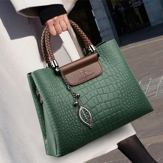 Sac à Main en Cuir Véritable 3 Couches pour Femmes : Sac a Bandoulière De style Alligator de Luxe