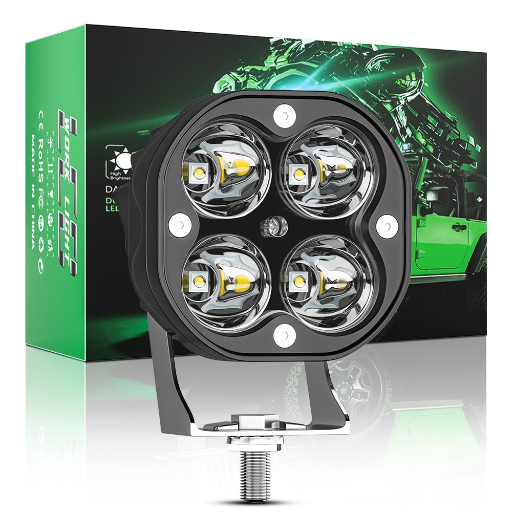 Phare antibrouillard avant de voiture à LED, lampe de sauna carrée tout-terrain, lampe de travail, 12V, 24V, camion SUV, 9-80V, 1PC