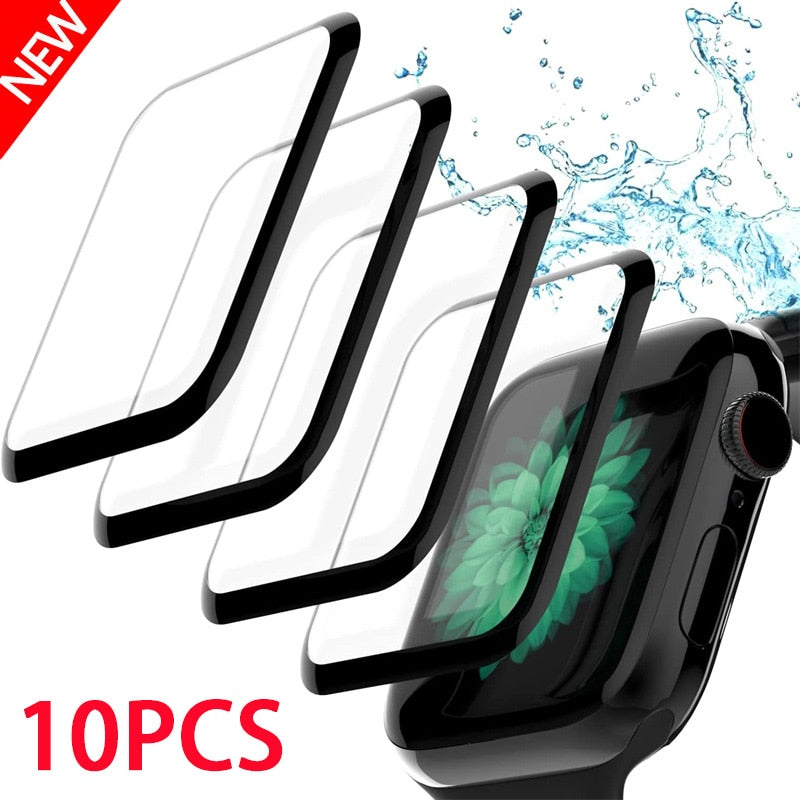 Protège-écran en verre souple pour Apple Watch Series 4/5/6/7, SE | Film HD 9D intégral | 45mm, 44mm, 42mm, 40mm, 41mm, 38mm | Accessoire essentiel pour la protection de votre Apple Watch